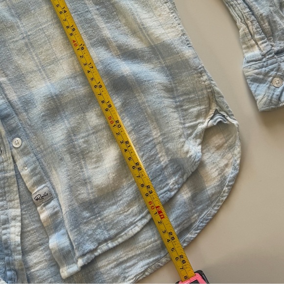 Rails Charli Rockport Plaid Button Down Shirt Blue White Lightweight Linen Small - Picture 13 of 13